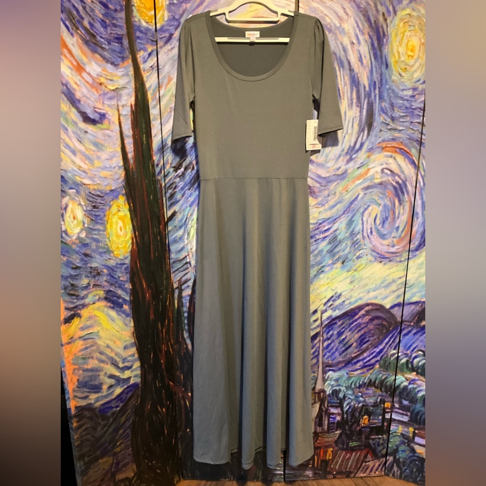 LuLaRoe M olive short sleeve maxi dress